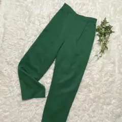 プリーツ入り パンツ　ウエストゴム　グリーン