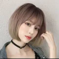 ウィッグ フル ボブ ストレート アッシュ ピンク グラデーション