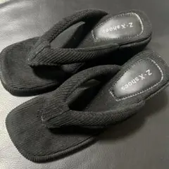 Z X Shoes ブラック ウェッジサンダル 厚底サンダル ベロア 38 24