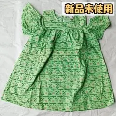 新品未使用 緑色 花柄 ノースリーブワンピース 100