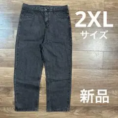 【新品未使用在庫処分】ワイドデニムパンツ 2XLサイズ メンズ ブラック