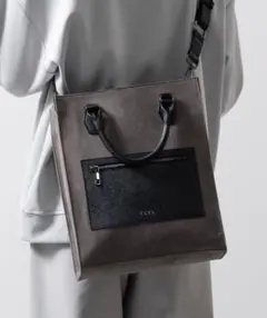 CLEL 2way スクエア トートバッグ モカ