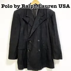 Ralph Lauren テーラードジャケット ダブル リネン USA製 黒 L