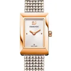 【美品】SWAROVSKI ラインストーン 腕時計 スクエア ピンクゴールド