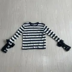 ストライプ フリル袖 M