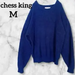 chess king【M】ネイビー 長袖セーター ニット レディース 海外古着