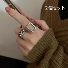 指輪 シルバー 韓国 ペアリング 2個セット