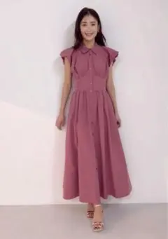 ナチュラルビューティーベーシック　バルーンスリーブシャツワンピース