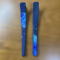 青デザインのヘアクリップセット　空　宇宙　星空　夜空
