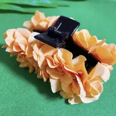 ❤️限定1点❤️ PEACH/ORANGE ❤️フラワーヘアクリップ【Lサイズ】フラ