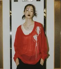 knuthmarfembroidery sheer Uneck pullover