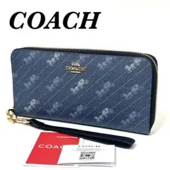 【未使用】COACH 財布 長財布 デニム ホース アンド キャリッジ ドット