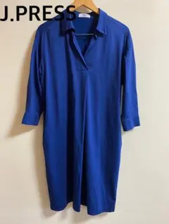 J.PRESS ジェイプレス　ブルー　シャツワンピース 長袖　ロングワンピース