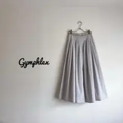 Gymphlex マルチストライプタックスカート コットン ライトグレー