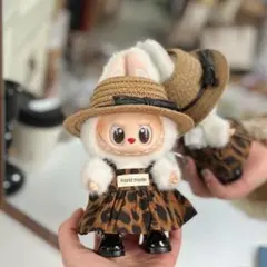 ラブブ コスチューム2点セット ひょう柄 麦わら帽子付き ぬいぐるみ用