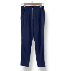CheLic フロントファスナーデザインパンツ　ネイビー　春夏秋　裏地なし　M