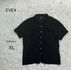 【EVEX】半袖 前ボタン シャツ XL ストレッチ ジョーゼット風 大きい