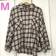 FIAPPER 長袖　チェック柄　シャツ　ベージュ　M