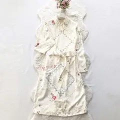 未使用*トリーバーチ　シルク100%　ロングワンピース　小花柄　フラワー　襟　0