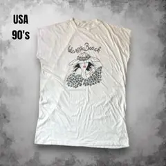 90s カナダ製 希少 アートヴィンテージ ノースリーブT ガールプリントUSA