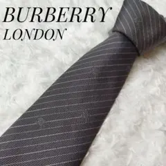 美品 バーバリーロンドン ネクタイ ホースロゴ 刺繍 微光沢 肉厚 シルク100