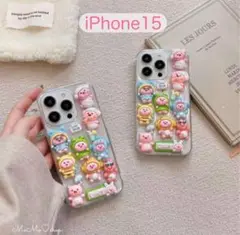 【iPhone15】ポコポコにぎやかな可愛いスマホケース 楽しい♡