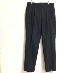 DOMINICIスラックス（L）タックパンツ　センタープレス　紺色　a3972
