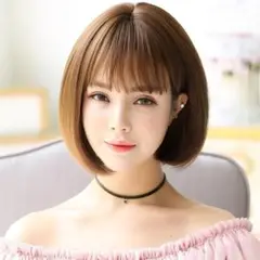 739△7 フルウィッグ ショートボブ ストレート ライトブラウン コスプレ