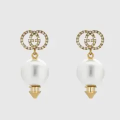 GUCCI グッチ パール付き インターロッキングG ピアス 現行美品