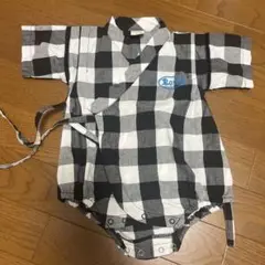 【即購入可】黒白チェック柄　甚平 60cm スカルデザイン　skip land