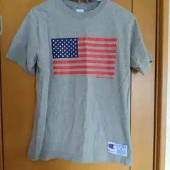 Champion アメリカ国旗 Tシャツ グレー　星条旗　Lサイズ