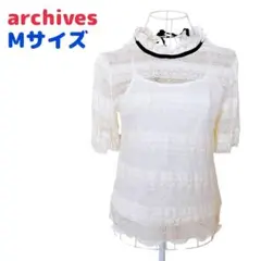 【新品未使用】archives キャミソール付き レースブラウス オフホワイト