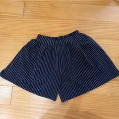 キッズキュロットスカート黒ストライプ