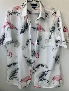 Croft&Barrow 柄シャツ M フラミンゴ ポリ100％