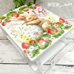 デコパージュ ꔛ‬ꕤ インテリア雑貨♡収納ケース♡苺♡うさぎ♡小物入れ♡ガーデン