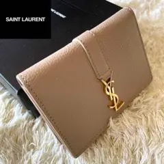 美品✨SAINT LAURENT YSLライン カードケース ダークベージュ