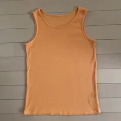 オレンジ リブ編み ノースリーブタンクトップ 150-160cm コムサ