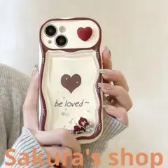 スマホケース　iPhone15ケース　カメラカバー付き　ハート　携帯ケース