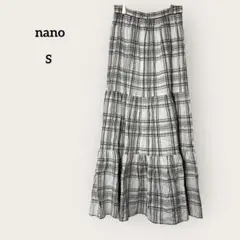 nanoチェック柄フレアスカート 36 S カジュアル&ナチュラル