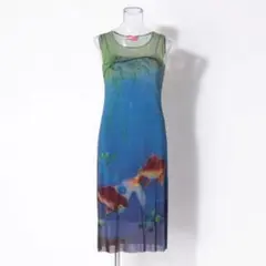 1回着VIVIENNE TAM ヴィヴィアンタム　金魚柄ネットノースリーブドレス