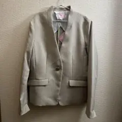 ノーカラー ジャケット M ベージュ