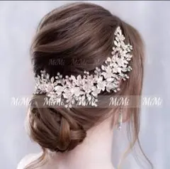 ☆ローズゴールド☆ヘッドドレスヘアアクセサリーウェディングお花ボンネピンク結婚式