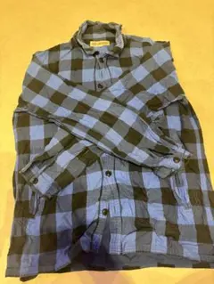 【古着】BEAMS 青黒チェック 長袖ネルシャツ