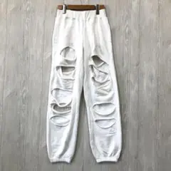【美品】 Jellan スウェットパンツ S ホワイト ダメージ加工 オシャレ