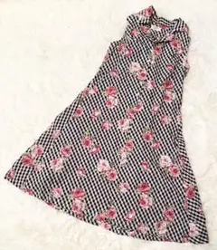 鴨居羊子tunic チュニック ルームウェア 薔薇とギンガムチェックのワンピース