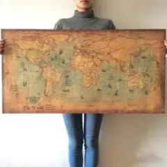 世界地図 特大版 アンティーク インテリア レトロ 壁紙 ポスター お洒落 絵