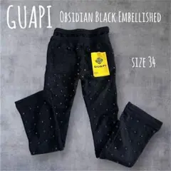 GUAPI スウェットパンツObsidian Black Embellished