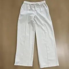 【GU】ジーユー　ドローストリングイージーワイドパンツ　（Ｍ）　アイボリー　白