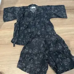 b ROOM 甚平 黒地白ドット 100