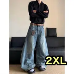 【新品】バギーパンツ 2XL ジーンズ y2k メンズ ワイドデニム パンツ